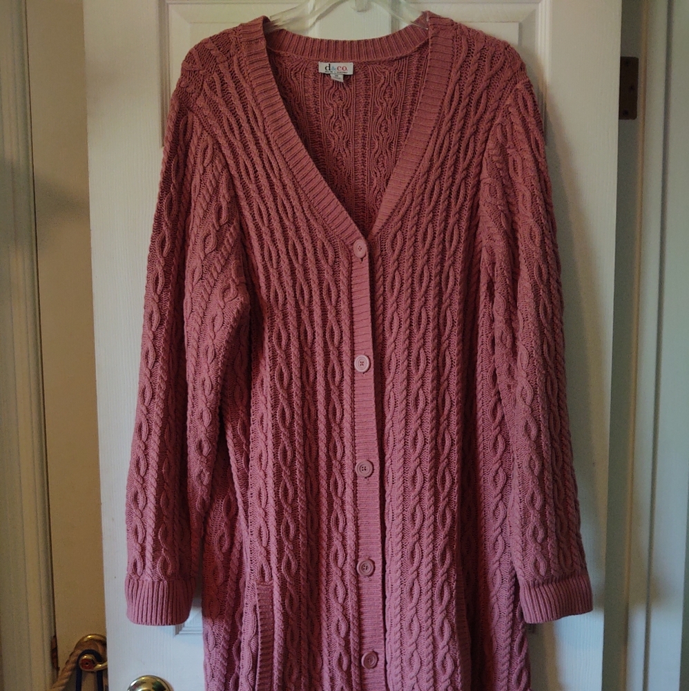 Denim & Company Cable Knit Cardigan 3X